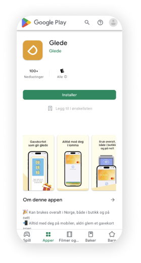 Glede app in the Google Play Store on your Android phone