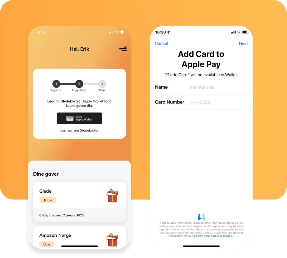 Add Glede card in Apple Wallet